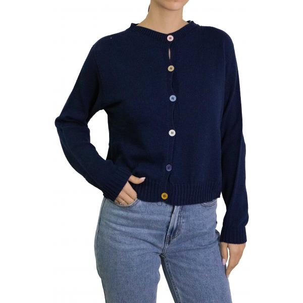 Cardigan con bottoni colorati in cotone 